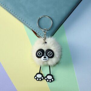 Plush bear faux fur keychain pendant, cute little elf keychain bag charm